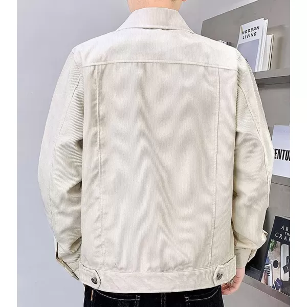 chouyatou Mens Spring Fall Vintage Casual Work Wear Lightweight Corduroy JacketBeige