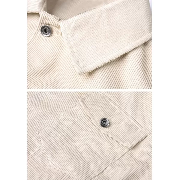 chouyatou Mens Spring Fall Vintage Casual Work Wear Lightweight Corduroy JacketBeige