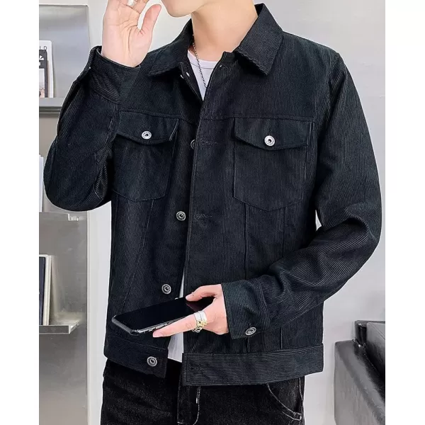 chouyatou Mens Spring Fall Vintage Casual Work Wear Lightweight Corduroy JacketDark Blue