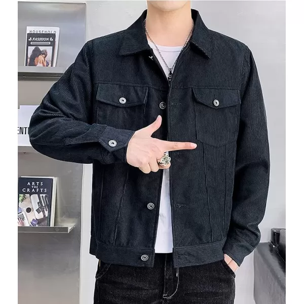chouyatou Mens Spring Fall Vintage Casual Work Wear Lightweight Corduroy JacketDark Blue