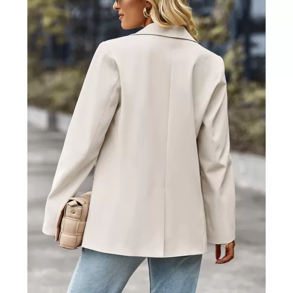 chouyatou Womens Casual Blazer Jackets Long Sleeve Notch Lapel One Button Office Work Blazer SuitsApricot