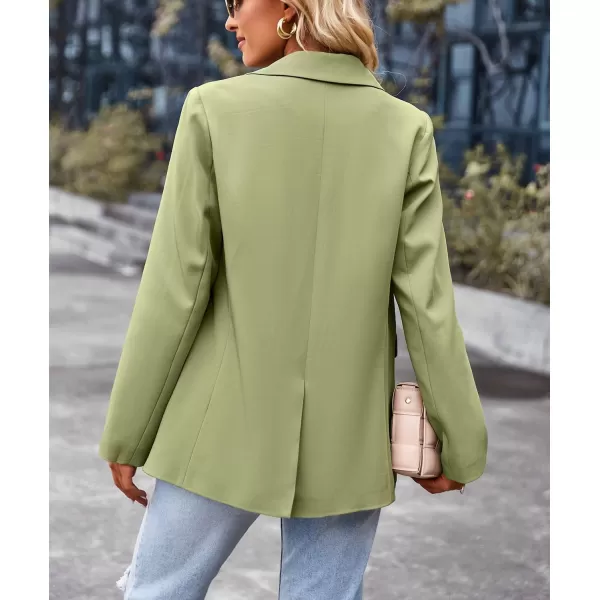 chouyatou Womens Casual Blazer Jackets Long Sleeve Notch Lapel One Button Office Work Blazer SuitsGreen