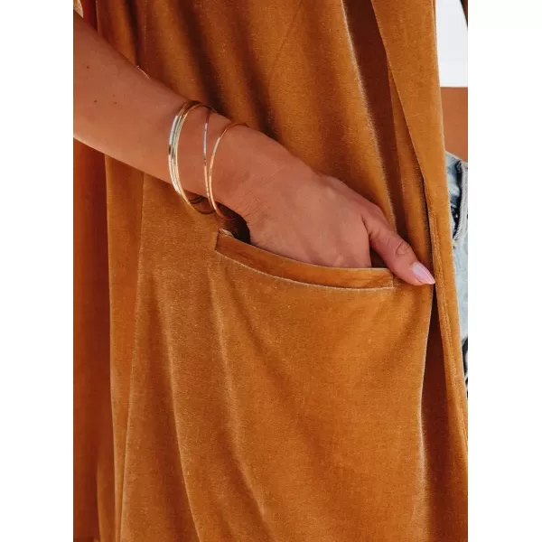 chouyatou Womens Chic One Button Silky Velvet Blazer Suit Long Sleeve Office Jacket CoatOrange