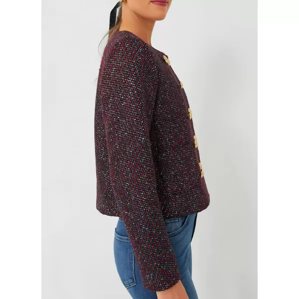 chouyatou Womens Double Breasted Tweed Blazer Jacket Business Casual Dressy Tweed Jacket Office Work SuitPurple