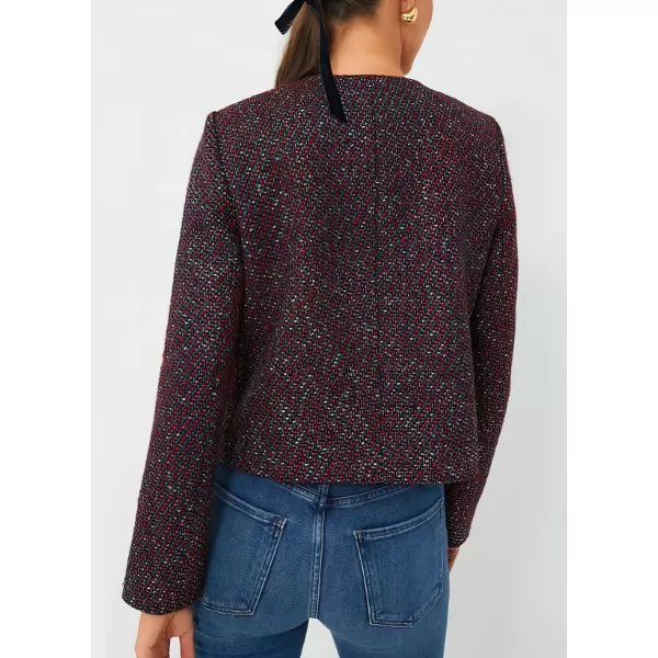 chouyatou Womens Double Breasted Tweed Blazer Jacket Business Casual Dressy Tweed Jacket Office Work SuitPurple