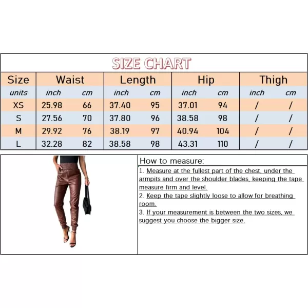 chouyatou Womens Smocked Waist Tapered Leg Pu Faux Leather Jogger Pants with PocketsCaramel