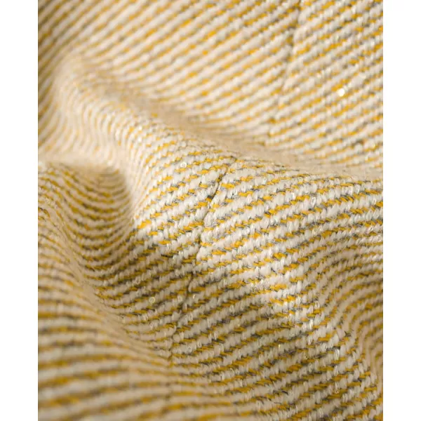 chouyatou Womens Vintage Striped Collarless Tweed Jacket Button Down Business Casual Cropped Blazer JacketBeige Yellow