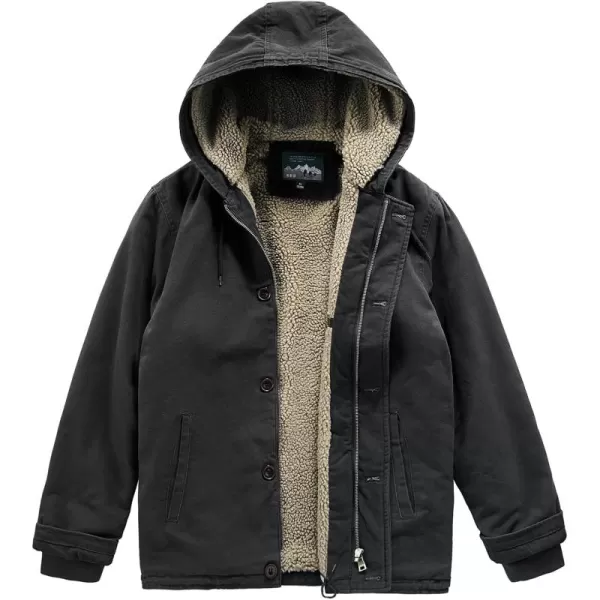 chouyatou Mens Casual Hooded Winter Jackets Outdoor Warm Sherpa Lined Parka JacketBlack