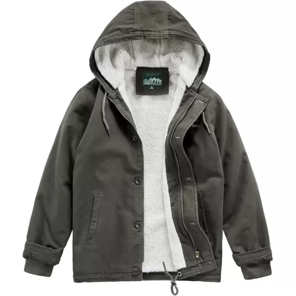 chouyatou Mens Casual Hooded Winter Jackets Outdoor Warm Sherpa Lined Parka JacketGreyish Green