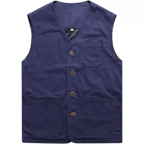 chouyatou Mens Casual Outdoor ThinFleece Lined Fishing Cotton Vest JacketThin Navy