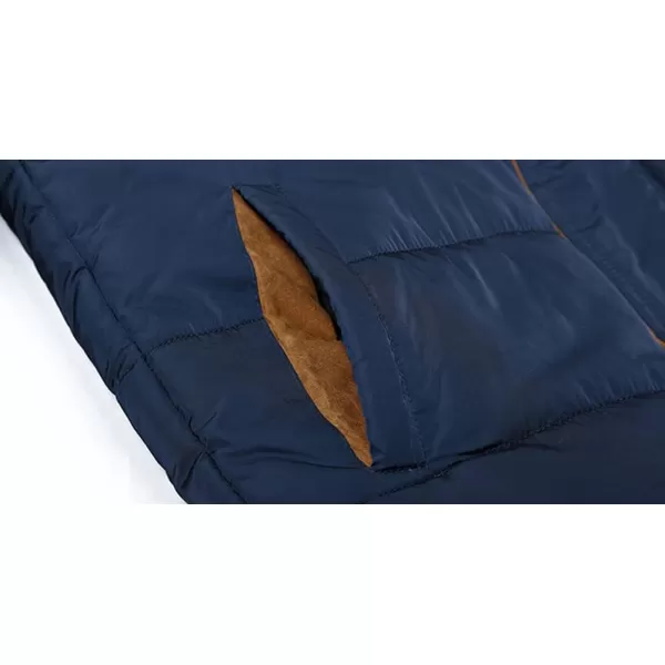 chouyatou Mens Thickened Hooded Zip Up Cotton Quilted Long Sleeve Winter Jacket Coat OuterwearBlue
