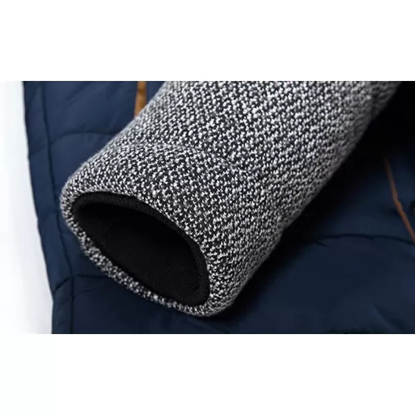 chouyatou Mens Thickened Hooded Zip Up Cotton Quilted Long Sleeve Winter Jacket Coat OuterwearBlue