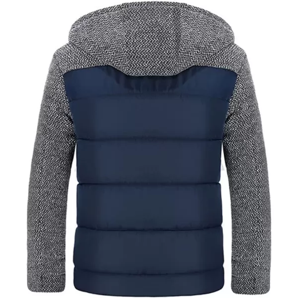 chouyatou Mens Thickened Hooded Zip Up Cotton Quilted Long Sleeve Winter Jacket Coat OuterwearBlue
