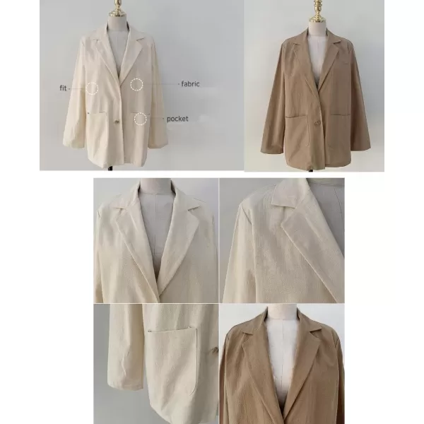 chouyatou Womens Cotton Linen One Button Office Blazer Long Sleeve Business Casual Jacket Outwear CoatKhaki