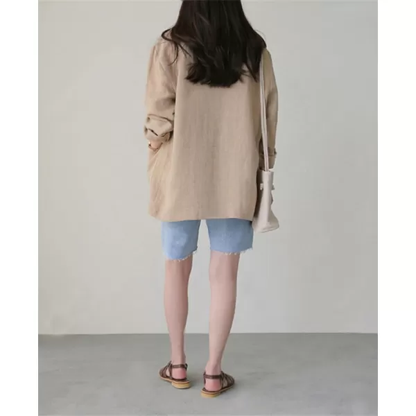 chouyatou Womens Cotton Linen One Button Office Blazer Long Sleeve Business Casual Jacket Outwear CoatKhaki
