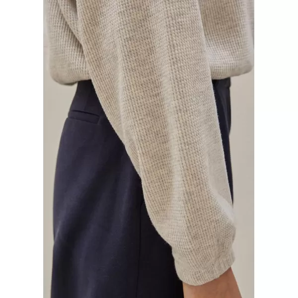 chouyatou Womens Fall Half Zip Oversized Sweatshirt Boyfriend Y2K Waffle Knit Pullover Sweatshirt TopsLight Grey