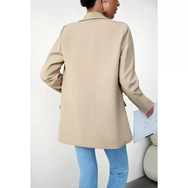 chouyatou Womens Fall Shawl Collar Office Work Blazer Jacket Open Front Business Casual Blazer SuitApricot