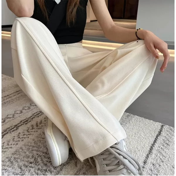 chouyatou Womens High Waisted Wide Leg Sweatpants Y2K Streetwear Open Bottom Baggy Sweat PantsOffwhite