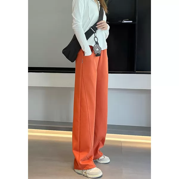 chouyatou Womens High Waisted Wide Leg Sweatpants Y2K Streetwear Open Bottom Baggy Sweat PantsOrange