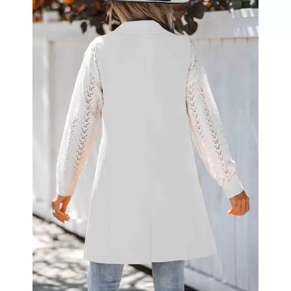 chouyatou Womens Casual Notched Lapel Wool Blend Vest Western One Button Sleeveless Wool Blazer Jacket CoatWhite