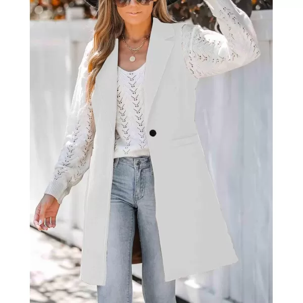 chouyatou Womens Casual Notched Lapel Wool Blend Vest Western One Button Sleeveless Wool Blazer Jacket CoatWhite