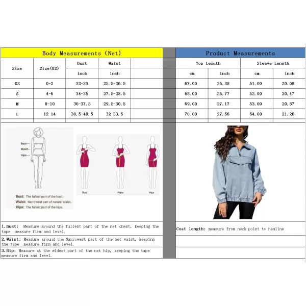 chouyatou Womens Fall Casual Half Zip Pullover Denim Sweatshirt Boyfriend Oversized Jean Jacket TopLight Blue