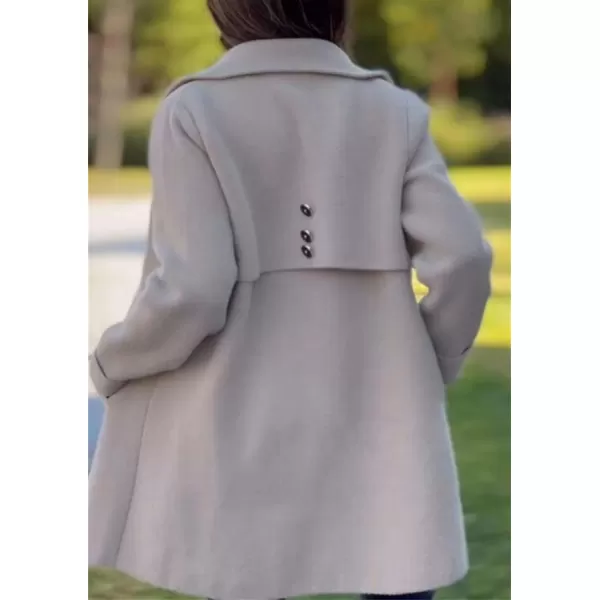 chouyatou Womens Winter Casual Lapel Collared Single Breasted Wool Pea Coat Elegant Wool Blend OvercoatApricot