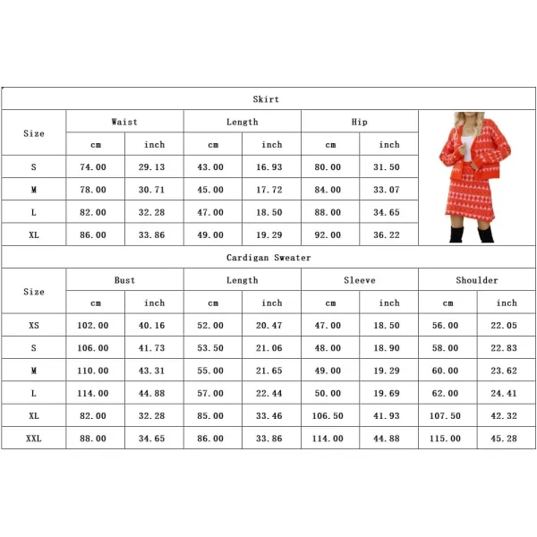 chouyatou Womens 2 Piece Outfits VNeck Cardigan Sweater Skirt Sets Argyle Two Piece Fall OutfitsRed