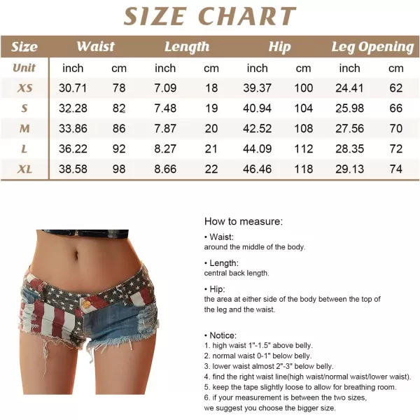 chouyatou Womens LowRise American Flag Print Daisy Duke Ripped Denim ShortsBlue