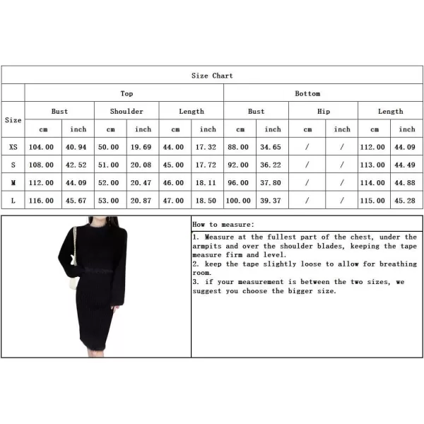 chouyatou Womens Two Piece Knit Sets Crewneck Sweater Pullover Tank Bodycon Dress 2 Piece OutfitsBlack