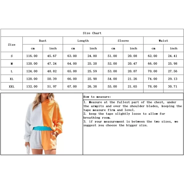 chouyatou Womens 2 Piece Outfits Color Block Long Sleeve Hooded Hoodie Sweatshirt Top Shorts SetsBlue Grey