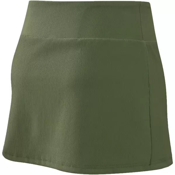 chouyatou Womens Active Stretched High Waisted A Line Ribbed Knit Tennis Gym Running Skorts Skirts with ShortsArmy Green