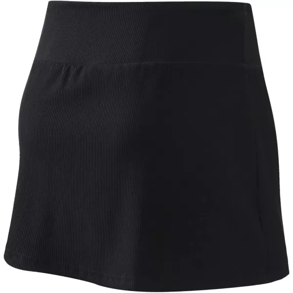 chouyatou Womens Active Stretched High Waisted A Line Ribbed Knit Tennis Gym Running Skorts Skirts with ShortsBlack