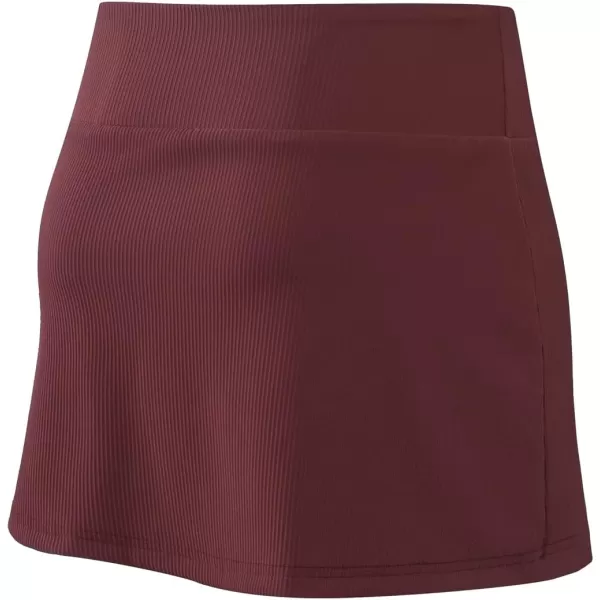 chouyatou Womens Active Stretched High Waisted A Line Ribbed Knit Tennis Gym Running Skorts Skirts with ShortsDark Red