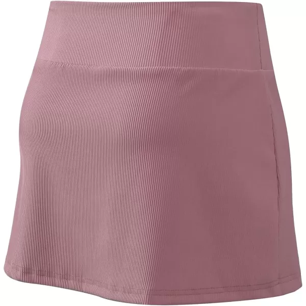 chouyatou Womens Active Stretched High Waisted A Line Ribbed Knit Tennis Gym Running Skorts Skirts with ShortsPink