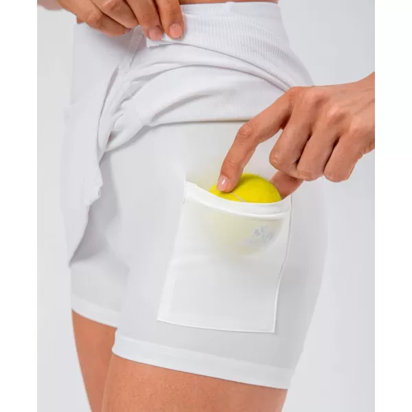 chouyatou Womens Active Stretched High Waisted A Line Ribbed Knit Tennis Gym Running Skorts Skirts with ShortsWhite