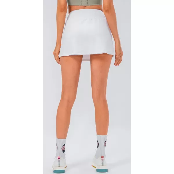 chouyatou Womens Active Stretched High Waisted A Line Ribbed Knit Tennis Gym Running Skorts Skirts with ShortsWhite