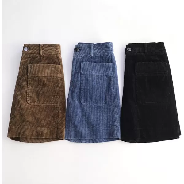 chouyatou Womens Cute Wide Leg Corduroy Shorts High Elastic Waisted Corduroy Short Pants with PocketsBrown