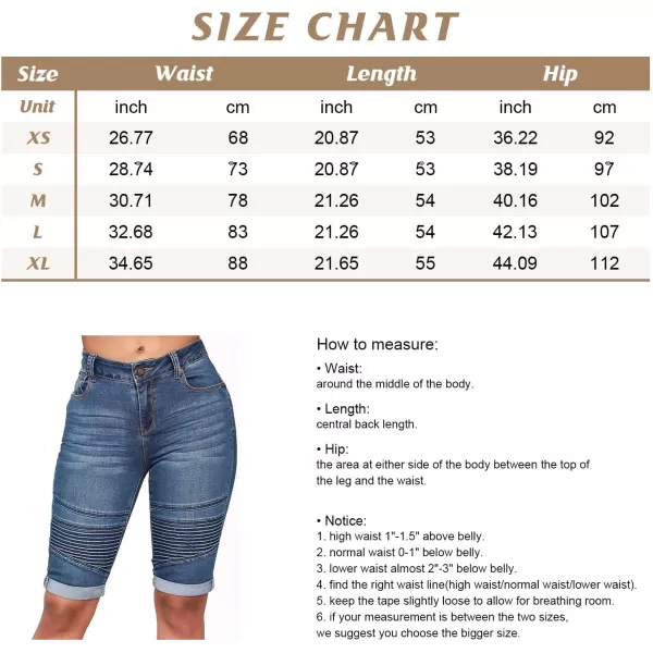 chouyatou Womens Moto Stretchy High Waist ButtLifting Wrinkle Cuffed Denim Bermuda ShortsLight Grey