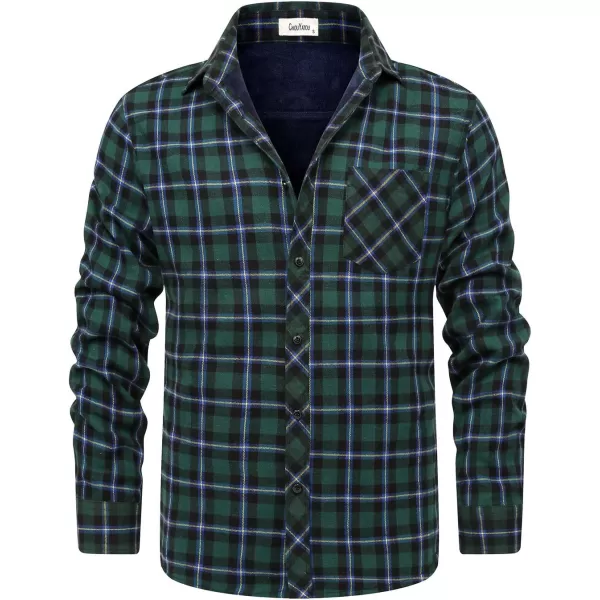 chouyatou Mens Casual Long Sleeve Fleece Lined Plaid Flannel Buttoned Overshirts Jacket ShacketM02