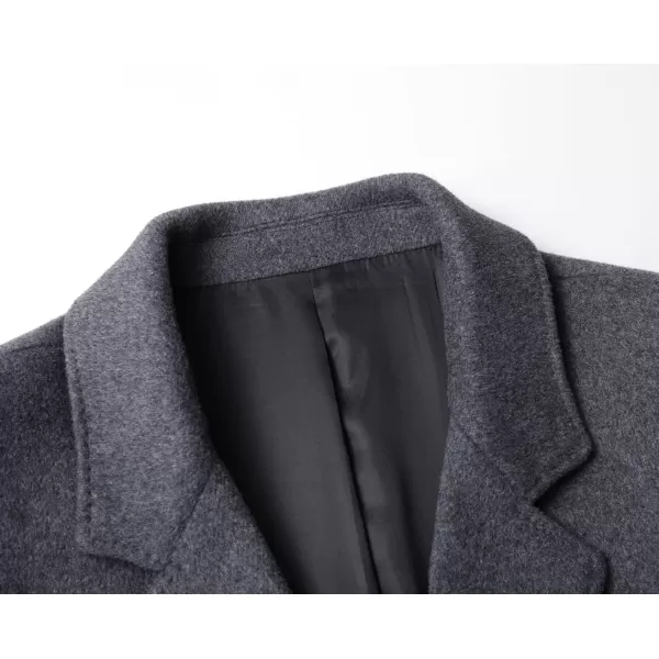 chouyatou Mens MidLength Single Breasted Wool Blend Top CoatNotchgrey