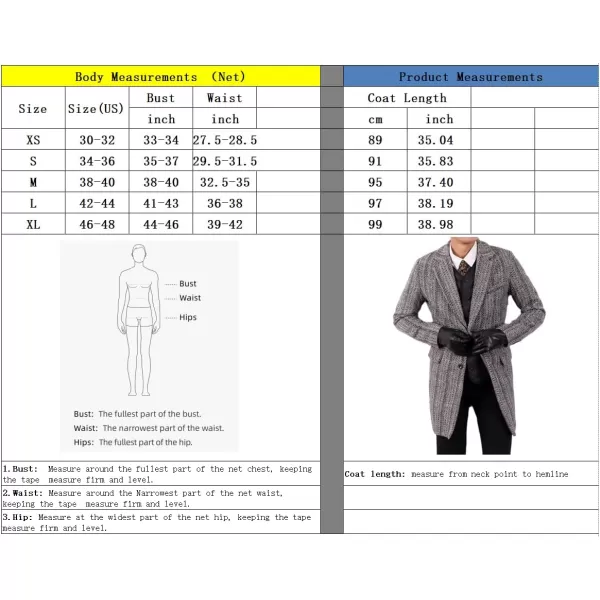 chouyatou Mens Notched Collar Wool Blend Trench Coat Casual Single Breasted Wool Pea CoatGray