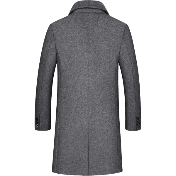 chouyatou Mens Thicken Diamond Quilted Single Breasted Slim Business Woolen Pea CoatGrey