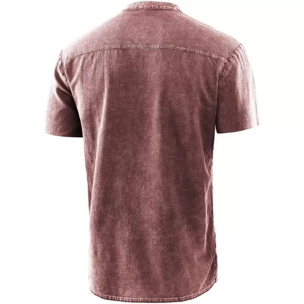 chouyatou Mens Vintage Tie Dye LaceUp Notch Neck Hippie Pullover Henley ShirtShort Red