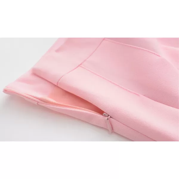 chouyatou Womens Simple High Waist All Around Pleated ALine SkirtPink