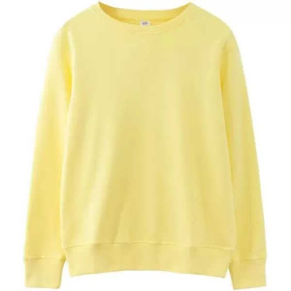 chouyatou Mens Active Heavy Blend Cotton Crewneck Pullover Sweatshirt TopsYellow
