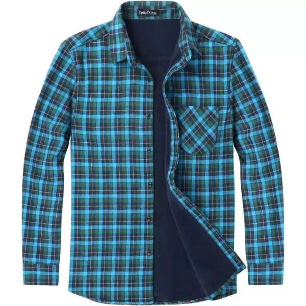 chouyatou Mens Casual Long Sleeve Fleece Lined Plaid Flannel Buttoned Overshirts Jacket ShacketM08