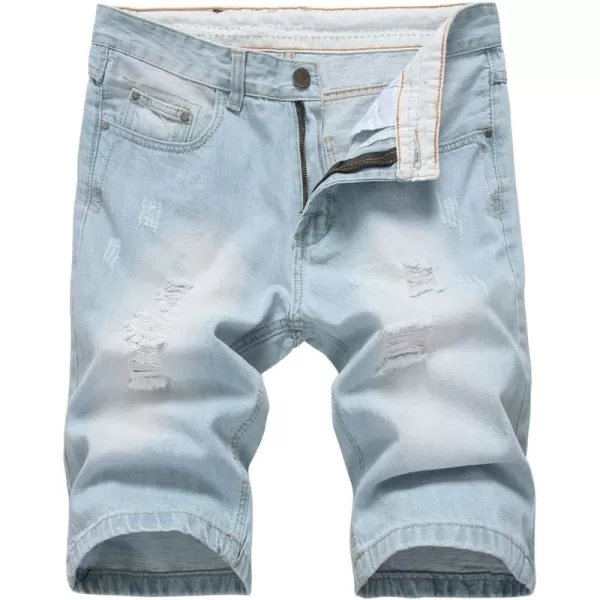 chouyatou Mens Cool Stylish Wrinkle Performance Slim Ripped Denim ShortsColor10