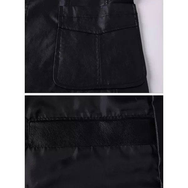 chouyatou Mens Stylish 2 Button Faux Leather Suit Blazer Jacket Sport CoatBlack