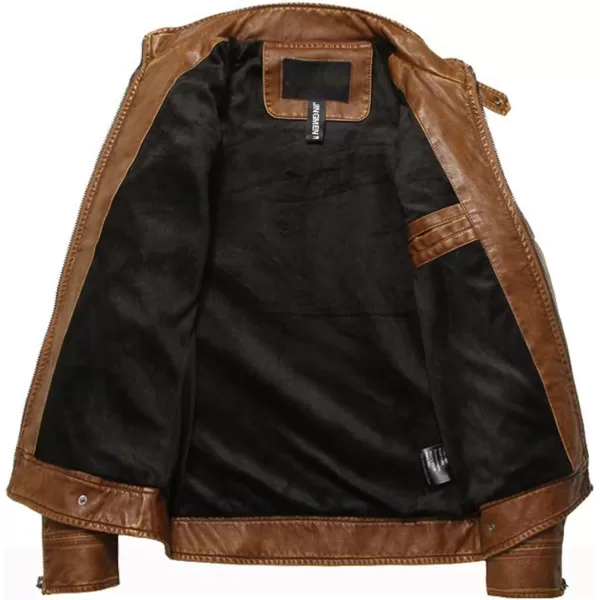 chouyatou Mens Vintage Stand Collar Pu Leather JacketDzqm769brown